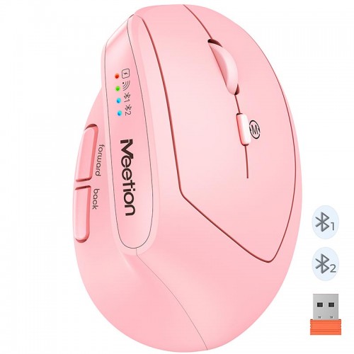 Миша MEETION 2.4 G+Bluetooth Office Vertical Mouse BTM008 |800-1200-1600-2400dpi, 400h, Type-C charging| pink