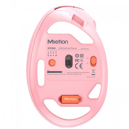 Миша MEETION 2.4 G+Bluetooth Office Vertical Mouse BTM008 |800-1200-1600-2400dpi, 400h, Type-C charging| pink