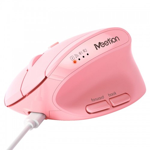 Миша MEETION 2.4 G+Bluetooth Office Vertical Mouse BTM008 |800-1200-1600-2400dpi, 400h, Type-C charging| pink