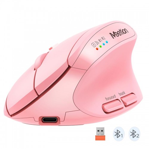 Миша MEETION 2.4 G+Bluetooth Office Vertical Mouse BTM008 |800-1200-1600-2400dpi, 400h, Type-C charging| pink