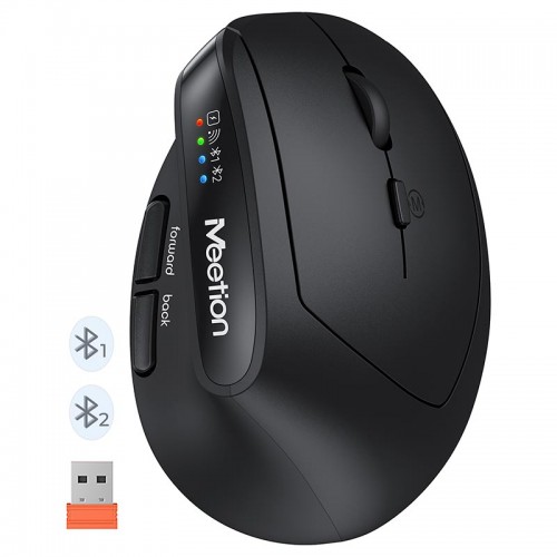 Миша MEETION 2.4 G+Bluetooth Office Vertical Mouse BTM008 |800-1200-1600-2400dpi, 400h, Type-C charging| pink