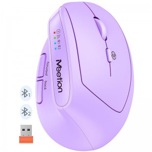 Миша MEETION 2.4 G+Bluetooth Office Vertical Mouse BTM008 |800-1200-1600-2400dpi, 400h, Type-C charging| purple