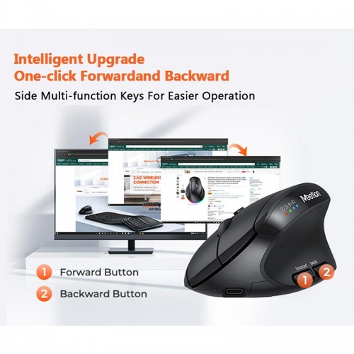 Миша MEETION 2.4 G+Bluetooth Office Vertical Mouse BTM008 |800-1200-1600-2400dpi, 400h, Type-C charging| purple