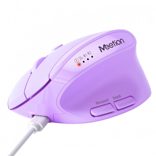 Миша MEETION 2.4 G+Bluetooth Office Vertical Mouse BTM008 |800-1200-1600-2400dpi, 400h, Type-C charging| purple