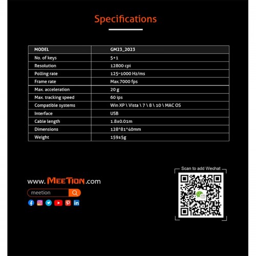 Миша MEETION RGB Circulation Backlit Gaming Mouse GM23_2023 |7 Keys, 12800dpi| black