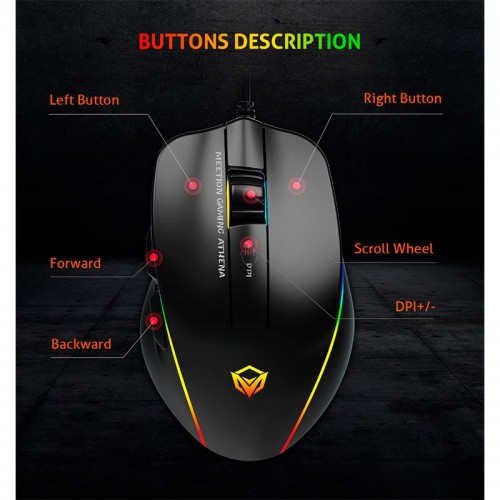 Миша MEETION RGB Circulation Backlit Gaming Mouse GM23_2023 |7 Keys, 12800dpi| black