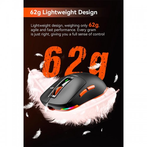 Миша MEETION Wired + 2.4 G+Bluetooth Gaming mouse GW24 |6 Keys, 8000dpi, 30-60h, RGB| black