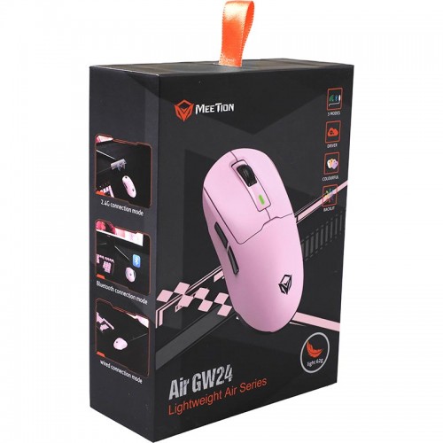 Миша MEETION Wired + 2.4 G+Bluetooth Gaming mouse GW24 |6 Keys, 8000dpi, 30-60h, RGB| pink