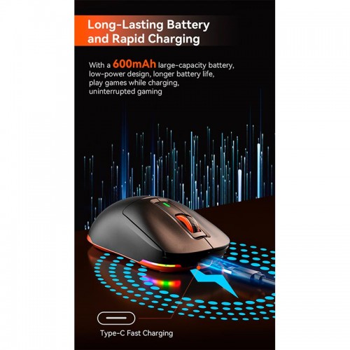 Миша MEETION Wired + 2.4 G+Bluetooth Gaming mouse GW24 |6 Keys, 8000dpi, 30-60h, RGB| purple