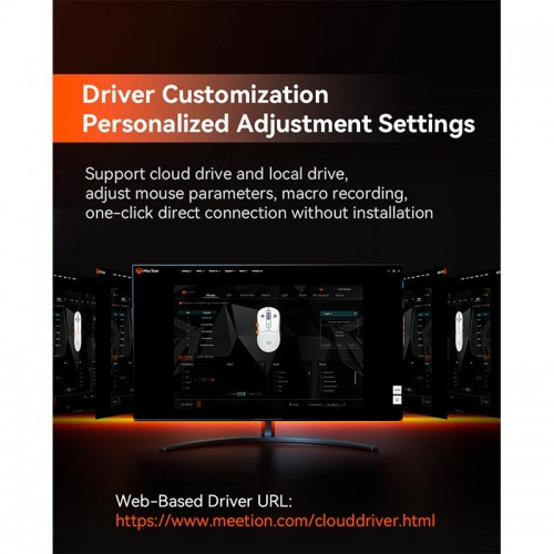 Миша MEETION Wired + 2.4 G+Bluetooth Gaming mouse GW24 |6 Keys, 8000dpi, 30-60h, RGB| purple