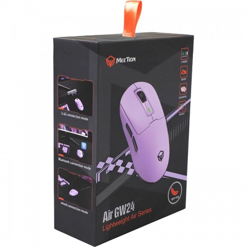 Миша MEETION Wired + 2.4 G+Bluetooth Gaming mouse GW24 |6 Keys, 8000dpi, 30-60h, RGB| purple