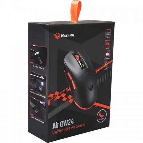 Миша MEETION Wired + 2.4 G+Bluetooth Gaming mouse GW24 |6 Keys, 8000dpi, 30-60h, RGB| white