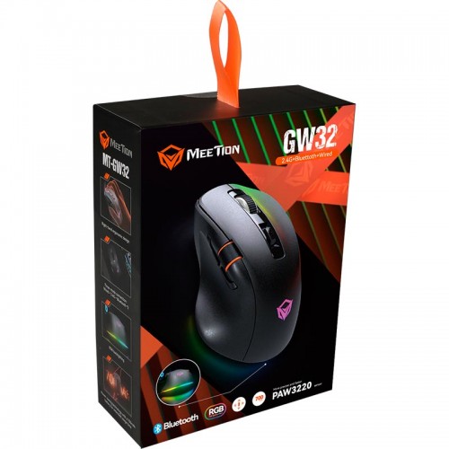 Миша MEETION Wired + 2.4 G+Bluetooth Gaming mouse GW32 |7 Keys, 8000dpi, 35-115h, RGB| white