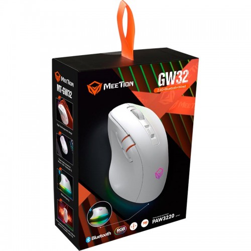 Миша MEETION Wired + 2.4 G+Bluetooth Gaming mouse GW32 |7 Keys, 8000dpi, 35-115h, RGB| white