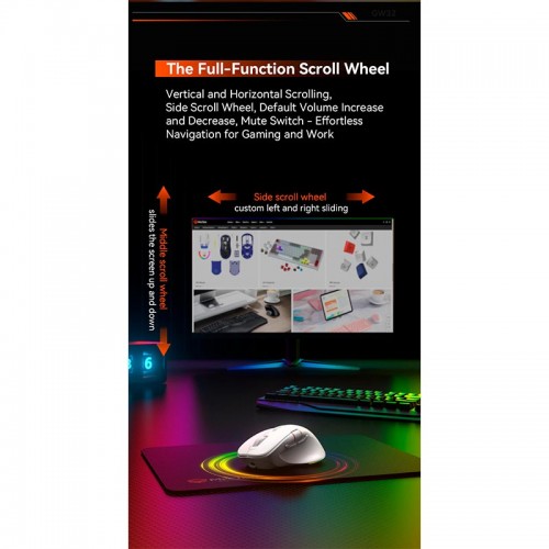 Миша MEETION Wired + 2.4 G+Bluetooth Gaming mouse GW32 |7 Keys, 8000dpi, 35-115h, RGB| white