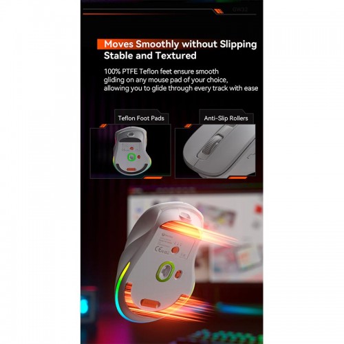 Миша MEETION Wired + 2.4 G+Bluetooth Gaming mouse GW32 |7 Keys, 8000dpi, 35-115h, RGB| white