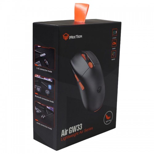 Миша MEETION Wired + 2.4 G+Bluetooth Gaming mouse GW33 |6 Keys, 10000dpi, 25-60h, RGB| black