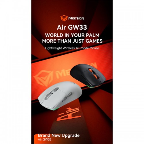 Миша MEETION Wired + 2.4 G+Bluetooth Gaming mouse GW33 |6 Keys, 10000dpi, 25-60h, RGB| black