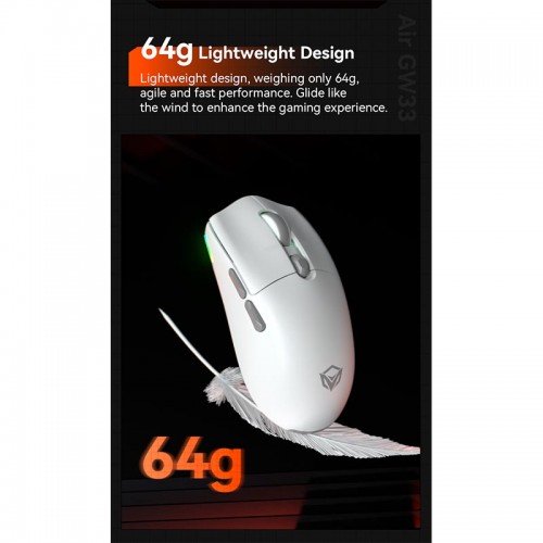 Миша MEETION Wired + 2.4 G+Bluetooth Gaming mouse GW33 |6 Keys, 10000dpi, 25-60h, RGB| white