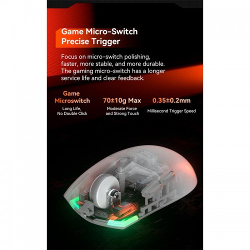 Миша MEETION Wired + 2.4 G+Bluetooth Gaming mouse GW33 |6 Keys, 10000dpi, 25-60h, RGB| white