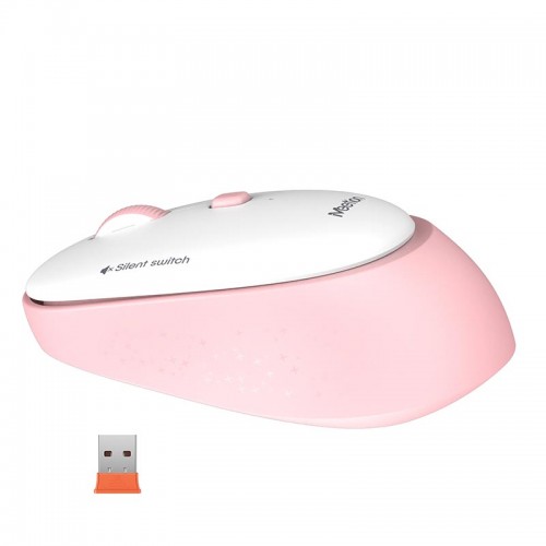 Миша MEETION 2.4 G Wireless Office Mouse R571 |1000/1200/1600 DPI, AA Battery| white-pink