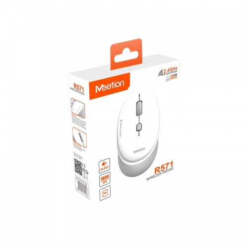 Миша MEETION 2.4 G Wireless Office Mouse R571 |1000/1200/1600 DPI, AA Battery| white-pink