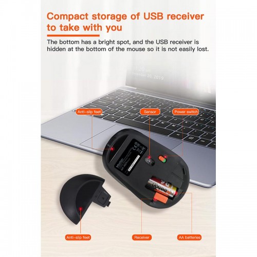 Миша MEETION 2.4 G Wireless Office Mouse R571 |1000/1200/1600 DPI, AA Battery| white-purple