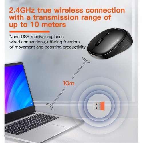 Миша MEETION 2.4 G Wireless Office Mouse R571 |1000/1200/1600 DPI, AA Battery| white-purple