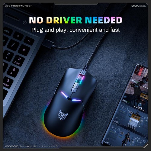 Миша Onikuma RGB Wired Gaming Mouse CW929 |400/800/1600/3200/6400 DPI| black