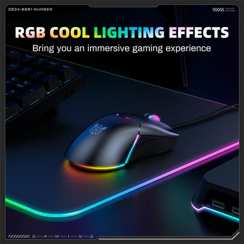Миша Onikuma RGB Wired Gaming Mouse CW929 |400/800/1600/3200/6400 DPI| black