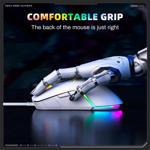 Миша Onikuma RGB Wired Gaming Mouse CW929 |400/800/1600/3200/6400 DPI| white