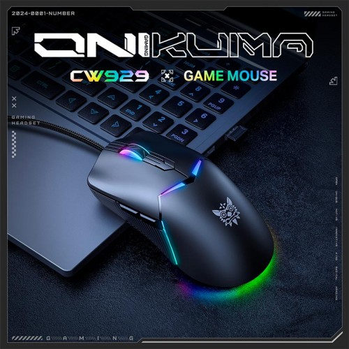 Миша Onikuma RGB Wired Gaming Mouse CW929 |400/800/1600/3200/6400 DPI| white