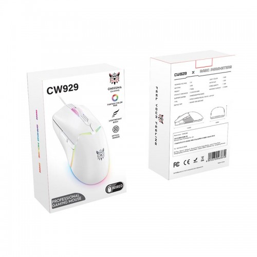 Миша Onikuma RGB Wired Gaming Mouse CW929 |400/800/1600/3200/6400 DPI| white