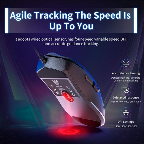 Миша Onikuma Wired RGB Gaming Mouse CW917 |1200-5800DPI| black