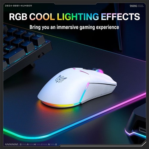 Миша Onikuma Onikuma RGB Tri-Mode Gaming Mouse CW928 |2.4G/BT/Type-C, 800-12000DPI| white