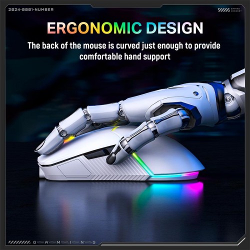 Миша Onikuma Onikuma RGB Tri-Mode Gaming Mouse CW928 |2.4G/BT/Type-C, 800-12000DPI| white