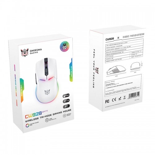 Миша Onikuma Onikuma RGB Tri-Mode Gaming Mouse CW928 |2.4G/BT/Type-C, 800-12000DPI| white