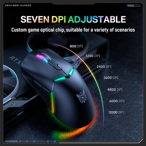 Миша Onikuma Onikuma RGB Tri-Mode Gaming Mouse CW928 |2.4G/BT/Type-C, 800-12000DPI| white