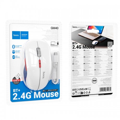 Миша ігрова HOCO Dixon RGB Dual-Mode Wireless Mouse (Rechargeable version) GM40 |BT/2.4G, 7 Keys| black