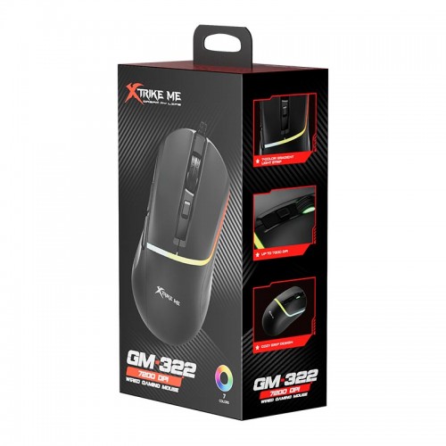 Миша XTRIKE ME wired mouse GM-322 BK |RGB, 1200-7200DPI| black