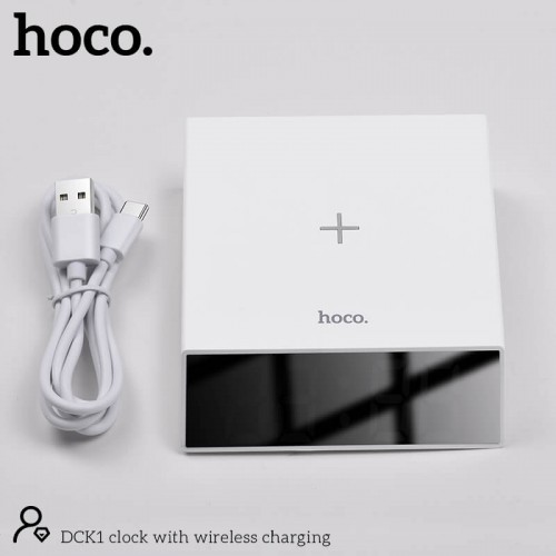 Настольные LED смарт-часы with Qi Charger HOCO DCK1 |Alarm/Watch/Qi Charger, 10W|