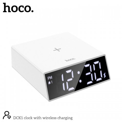 Настольные LED смарт-часы with Qi Charger HOCO DCK1 |Alarm/Watch/Qi Charger, 10W|