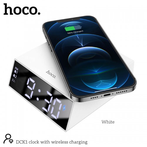 Настольные LED смарт-часы with Qi Charger HOCO DCK1 |Alarm/Watch/Qi Charger, 10W|