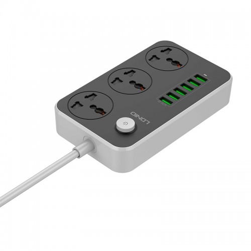 Подовжувач мережевий LDNIO універсальний SC3604 |2500W, 10A, 1.6m, 6usb, 3.4A| black