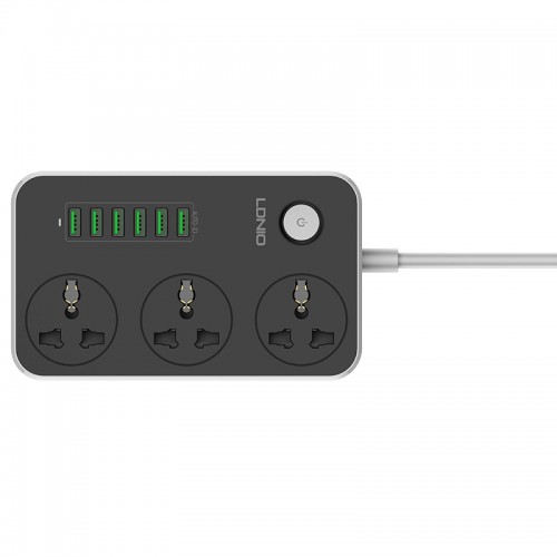 Подовжувач мережевий LDNIO універсальний SC3604 |2500W, 10A, 1.6m, 6usb, 3.4A| black