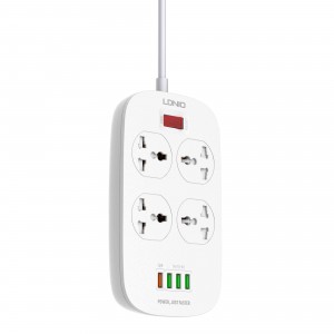 Подовжувач мережевий Ldnio SC4407 |2500W, 2m  EU Plug, 4 USB, 4 Sockets. QC3.0, 3.1A|/8W| white