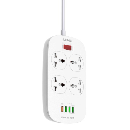 Подовжувач мережевий Ldnio SC4407 |2500W, 2m EU Plug, 4 USB, 4 Sockets. QC3.0, 3.1A|/8W| white