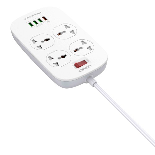 Подовжувач мережевий Ldnio SC4407 |2500W, 2m EU Plug, 4 USB, 4 Sockets. QC3.0, 3.1A|/8W| white