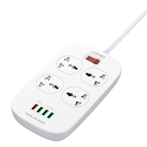 Подовжувач мережевий Ldnio SC4407 |2500W, 2m EU Plug, 4 USB, 4 Sockets. QC3.0, 3.1A|/8W| white