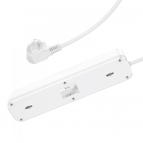 Подовжувач мережевий HOCO Aura 4-bit extension Cable socket fast charge NS1 |2USB/1Type-C, 4Sockets, 4000W, 20W/3A, PD/QC, 1.8m| white
